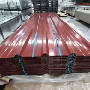 Red corrugated roofing sheet