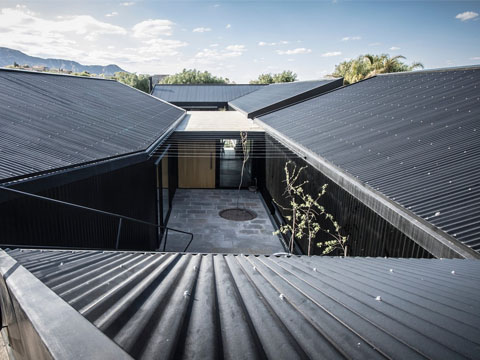 Black corrugated metal roof