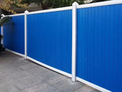 Blue fence panels