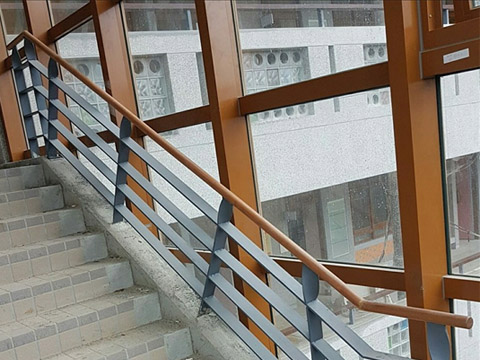 Flat steel handrail