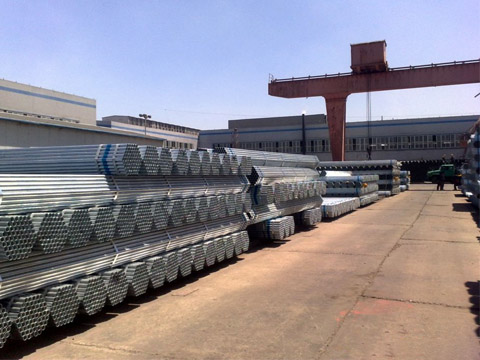 Galvanized round pipe ready for shipment