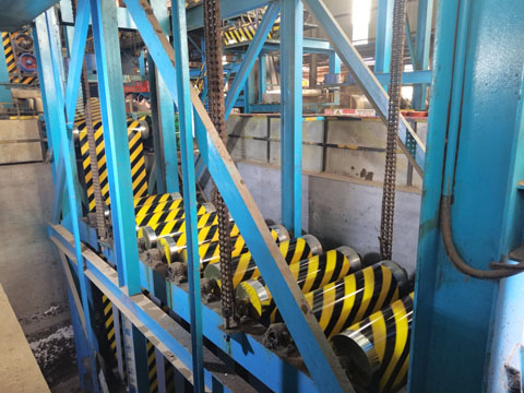 Traffic pattern colored steel is being produced