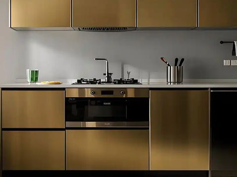 Brushed finish stainless steel cabinets