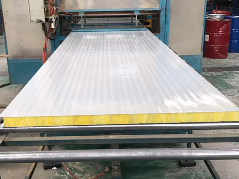 Metal sandwich panels are being produced