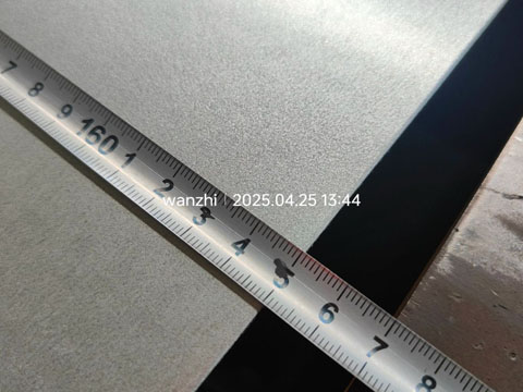 Galvanised steel sheet length measurement