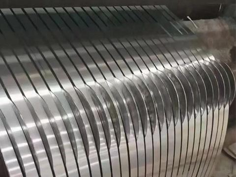Stainless steel coils being slitting