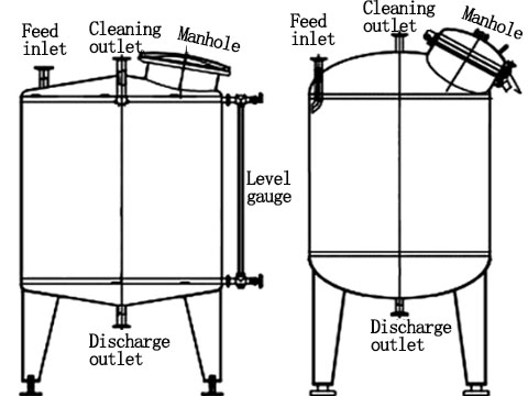 SS water storage tank with conical and elliptical heads