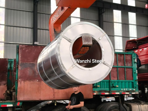 Steel coils are being loaded