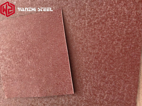 Burgundy wrinkled steel sheet