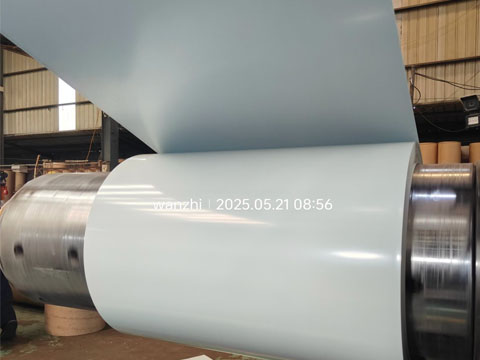 PPGI steel coils are being rolled