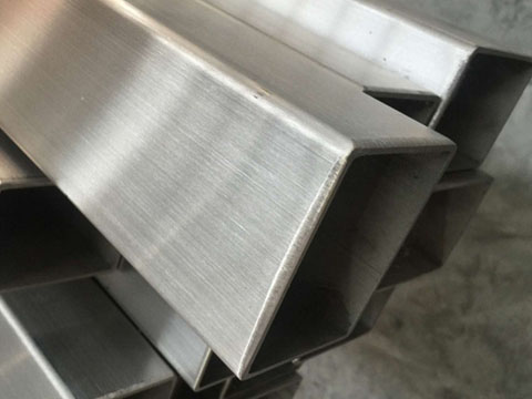 Brushed stainless steel square tube details