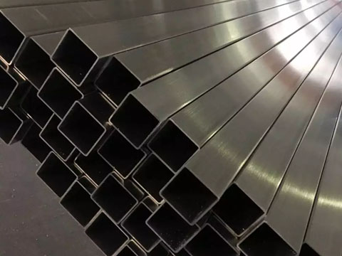 Brushed stainless steel square tube