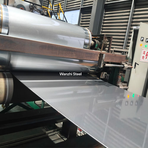 Brushed film steel coil being wound up