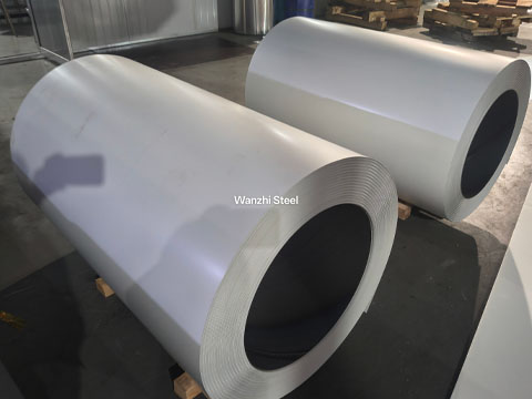 Finished RAL 9016 powder-coated steel coils