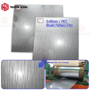 Laminated brushed patterned film metal sheet
