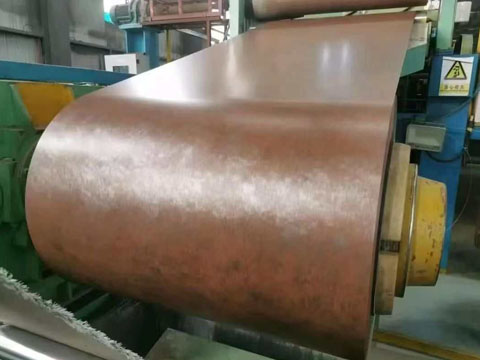 Produced antique bronze colored steel coils