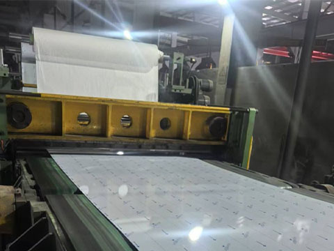 Stainless steel coils are being coated with protective film