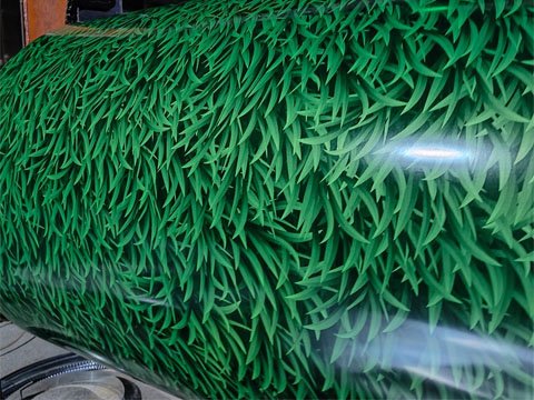 Small grass-patterned steel coils have been produced.