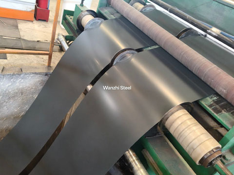 PPGL steel coils are currently being slitted