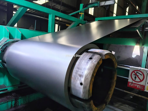 Silver PPGI steel coils in production