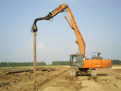 Steel sheet pile construction site