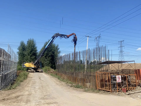 Sheet pile driving site
