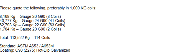 Initial inquiry from the customer