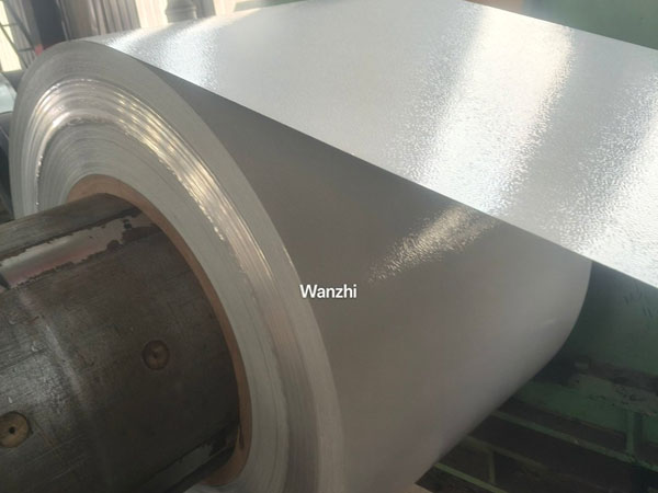 RAL 9003 embossed steel in production
