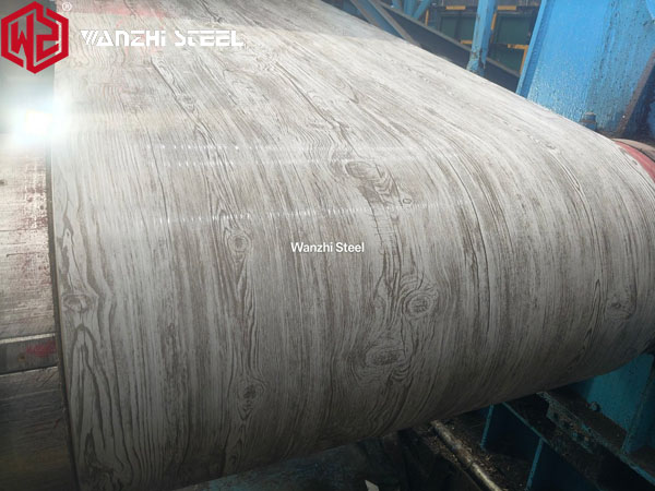 Different colored wood grain steel coils
