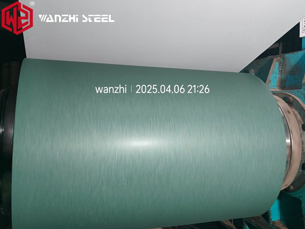 Green textured steel coil